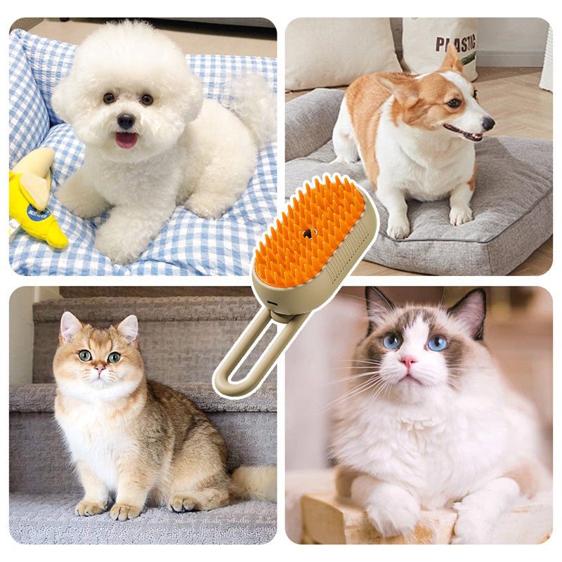3-in-1 Steam Grooming Brush for Cats & Dogs