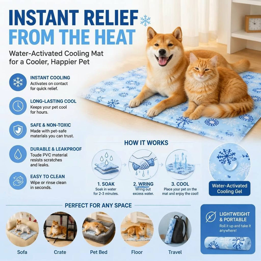 Pet Cooling Mat - Self-Cooling Summer Pad for Dogs & Cats