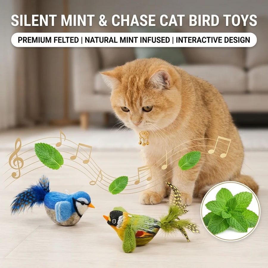Interactive Bird Toys for Cats - Catnip Chasing Teaser Set