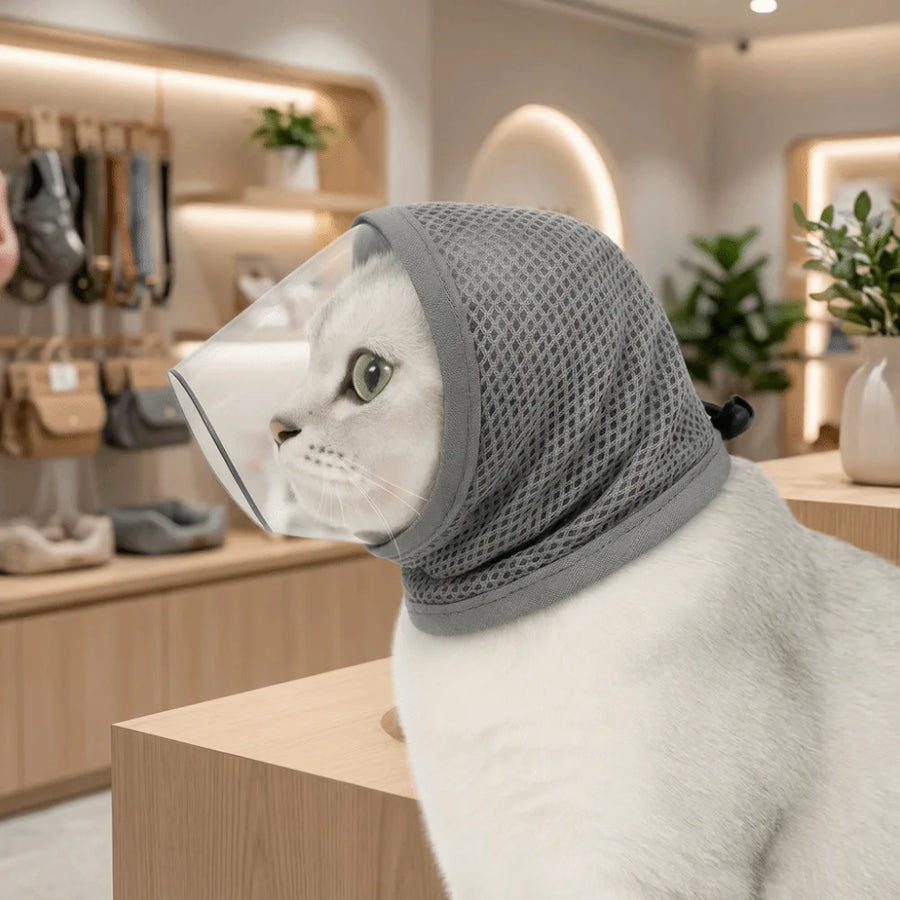 Cat Anti-Bite Grooming Mask - Adjustable Head Breathable Cover
