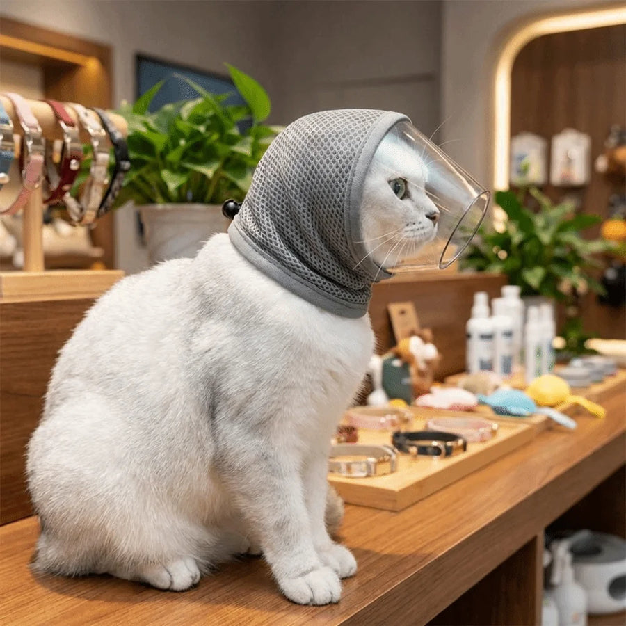 Cat Anti-Bite Grooming Mask - Adjustable Head Breathable Cover